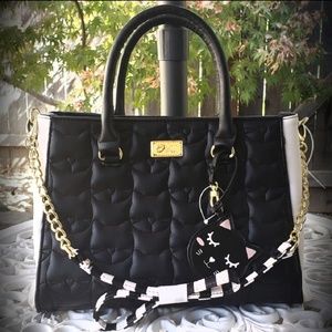 Betsey Johnson Quilted Cat Crossbosy